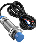 Inductive Proximity Sensor Switch No Fuss 8mm Detection Distance Non Shield Type Three Wire NPN Normally Open 10 To 30 VDC 200 mA Output M18 Mount LJ18A3 8 Z BX Blue Body, blue cap and cable