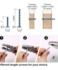 Illustration of different screws and installation for Brushed Satin Nickel 5 Inch Cabinet Pulls, 10 Pack with 128mm Hole Centers.