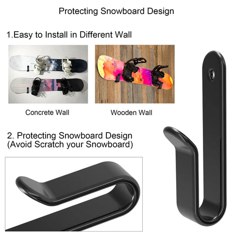 4 Pack Snowboard Wall Mount Clips Dope Display Rack For Room And Garage Rubber Dipped Clips That Won't Scratch Your Board