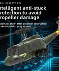 UH Huey RC Helicopter For Grownups Brushless Motor Flybarless Six Axis Gyro Altitude Hold And 3D Inverted Flight Ideal For Indoor And Outdoor Flying Yellow With Four Battery Pack One Forty Eight Scale showcasing intelligent anti-stuck protection feature.