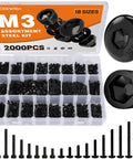 960 Pcs M3 Socket Head Cap Screw Kit All In One 6-30mm For 3D Printing Electronics RC CNC And DIY Projects Durable Metal Fasteners For Precise Builds Results. 2000-piece M3 steel screw assortment case with black hex bolts and washers