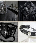Badass Punk Spikes And Studs Kit 150 Piece Mixed Shape Gun Black Leather Rivets With Easy Screw Back Install Tools on jackets, masks, and jewelry.