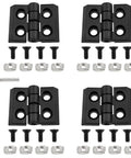 Beefy Heavy Duty Zinc Alloy Hinge Set With T Nuts Screws And Wrenches For Four Sets Rust Resistant And Built To Last For Heavy Door Panels And Equipment Covers With High Load Capacity, 4 black hinges with screws and T nuts