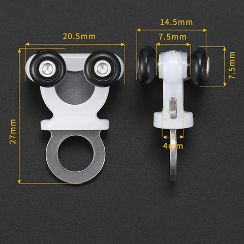 Heavy Duty Double Row Curtain Track Rollers In Bright White Including 200 Pieces For Smooth As Butter Gliding And Noise Free Ceiling Installation That Guarantees Slick Performance Daily, detailed dimensions shown.