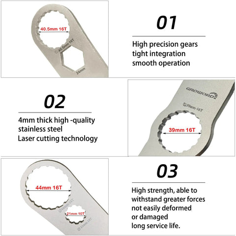 Multi Function Bottom Bracket Wrench Pro Grade Tool with 39 40.5 44mm outer diameter detail image