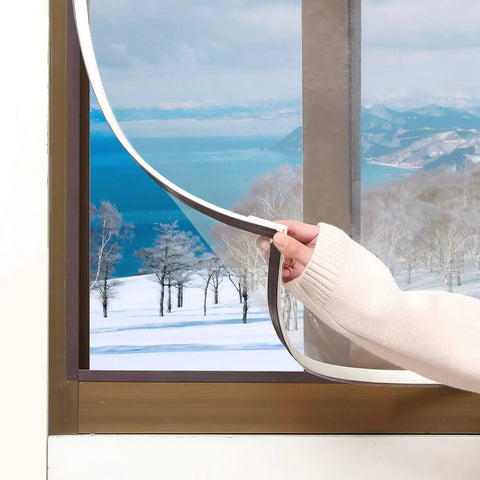 Magnetic Window Insulation Kit With Transparent Film And White Frame Up To 61 By 59 Inches Keeps Cold Out And Drafts Down