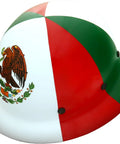 Kevlar Fiber Glass Full Brim Hard Hat With Six Point Ratchet Suspension, OSHA And ANSI Rated, Mexican flag design, side view