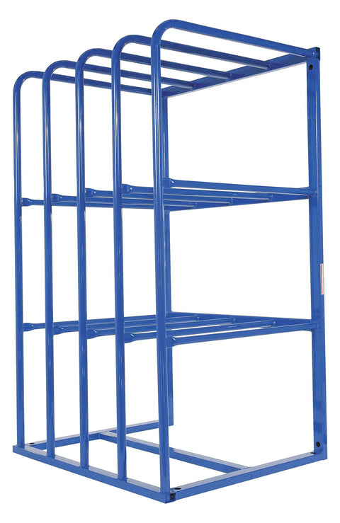 Heavy Duty Workhorse Steel Sheet Rack For Vertical Plywood Storage 84X50X44 Inches Blue Powder Coat Finish showing steel frame design.