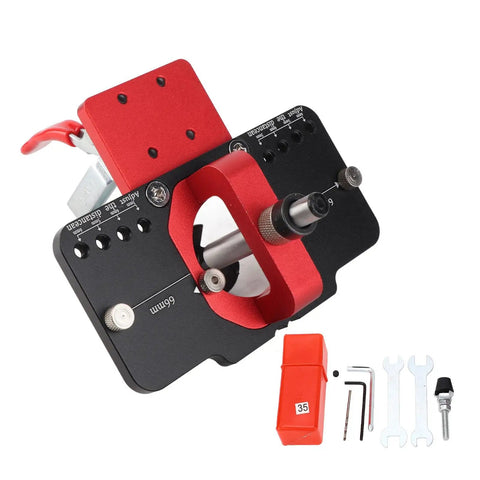 Concealed Hinge Jig With Quick Clamp For Cabinet Doors Aluminum Alloy Pro Grade Woodworking Tool 35Mm Hole Drilling Guide And Drill Bit Kit Set For Woodworking Durable Construction