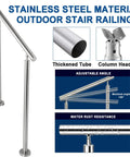 Dang Solid Two Tier Outdoor Stainless Steel Railing For Front Porch And Patio Steps With Secure Floor Mount Base Offering Custom Adjustable Height Top Shelf Deck Guardrail System Built Tough, showcasing thickened tube and adjustable angle.