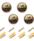 Gold Cabinet Knobs 4 Pack Set For Drawers And Cabinets Frog Fence Sunflower Round Pulls Durable Acrylic Zinc Alloy Hardware