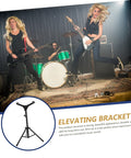 Straight Up Adjustable Height Alloy Snare Stand With Folding Practice Pad Rack Rock Solid Secure Mount Black Home Music Gear Chill Vibe For Easy Daily Drum Practice Sessions with elevating bracket in a lively music performance.