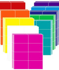 Big 5x3 Inch Blank Labels For Storage Bins, 240 Pack With 10 Colors shown arranged in stacks for organizing and color coding.