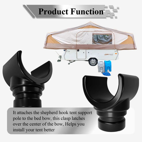 4 Pcs 4757 4301 Pop Up Camper Bed Support Clasp Kit, durable black clasps for tent poles securing center bow