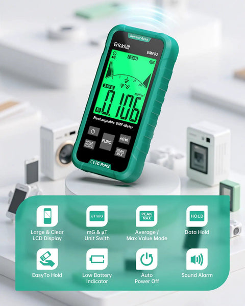 3 In 1 EMF Detector For EF MF And RF And WiFi Radiation Readings Must Have Portable EMF Meter With Color Sound And Light Alarm Rechargeable Battery