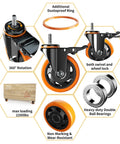 Heavy Duty 3 Inch Caster Wheels Set Of Four With Threaded Stem 1/2-13 X 1, visual features and specifications