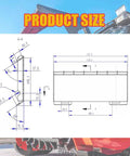 Diagram showing product size dimensions of 60 Inch Hydraulic Forestry Mulcher Attachment for Skid Steer Loaders
