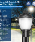 LED Post Top Light 60W/80W/100W Tunable 3000K 4000K 5000K With Photocell ETL DLC Listed Outdoor Pole Light