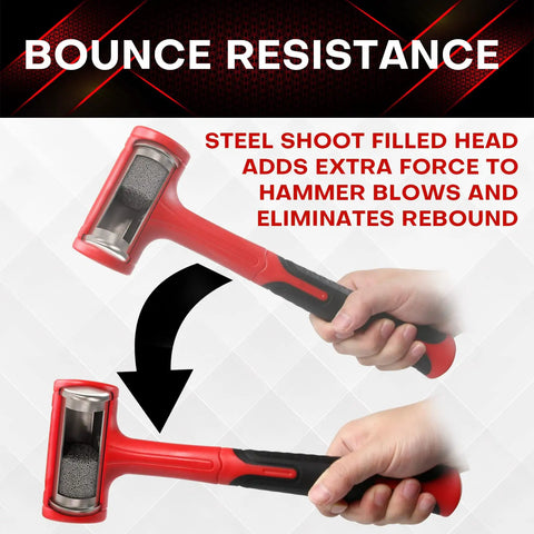 Two Piece Dead Blow Hammer Set With 16oz And 27oz Ball Pein Mallets, Shockproof No Rebound And Sparks And Rebound Resistant