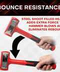 Dead Blow Hammer Set With 16 Ounce 27 Ounce And 45 Ounce Heads Red And Black Shockproof No Rebound Mallet Unibody Molded