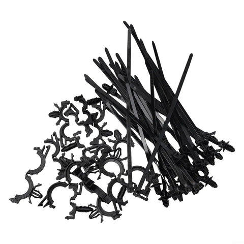 45 Piece Zip Tie And Wire Harness Clip Kit Tames Tangled Wiring Like A Boss With Heavy Duty Push Mount Nylon Fasteners For Auto Truck Engine Bay Routing Setup Black Heat Resistant Indoor Outdoor Gear including black zip ties and clips.