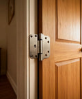 Heavy Duty 4 Inch Wood Door Hinge With Brushed Nickel Finish Round Corner Six Hole Design Adjustable Hinges For Solid Doors Secure Mounting