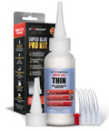 Handy Dandy Kick Butt Quick Cure Super Glue Kit With No Drip Microtips Anti Clog Cap Plus Extra Nozzles For Fixing Cracks Woodturning Hobby Crafts And Everyday Repairs Pro Grade Cyanoacrylate Adhesive Bottle with precision applicators.