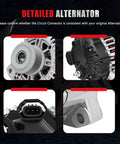 New High Output 100 Amp 12 Volt Alternator For Kia Optima 2.4L 2011 2013 And Hyundai Sonata 2.4L 2010 2013 Plug And Play Easy Install Direct Fit Replaces 11491 37300-2G150 11492 100 Percent Tested To OEM Standards, close-up view of alternator details.