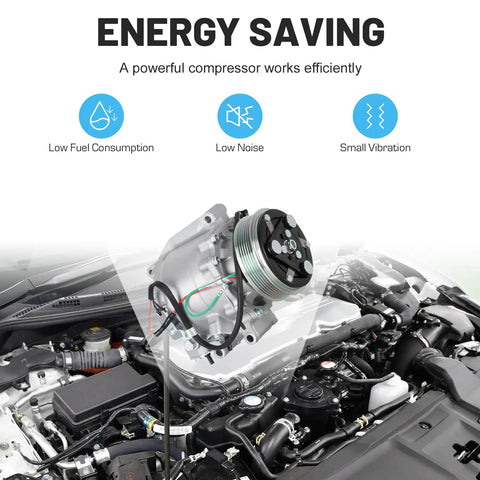 Kickin Cold Air AC Compressor With Clutch Assembly For Honda Civic Acura Ilx installation view in engine bay showing wiring and pulley.