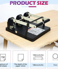 Three Hole Paper Punch For Office And Print Shop, Heavy Duty Metal Construction With Ergonomic Handle, Punches Up To 150 Sheets