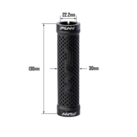 Combat II Mountain Bike Grips With Lock On Clamp Double Lock Security For Solid Hold And No Slippage 22 mm Inner Diameter Waffle Pattern MTB BMX Grips White, black grip with measurements
