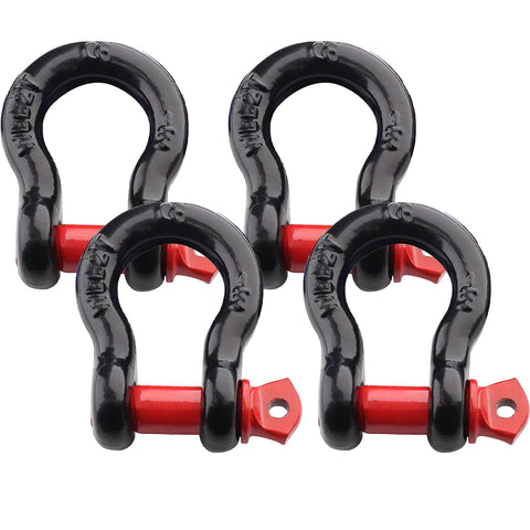 4 Pack 1/2 Inch D Ring Shackles Heavy Duty Tow Shackles With Screw Pin For Winch And Off Road Vehicle Recovery 12 Ton Break Strength Red And Black