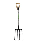 Deep Dish Banjo Plantation Fork With Solid Forged Carbon Steel Head Five Rivet Ash Handle Integral Wooden Hilt Powder Coated Head