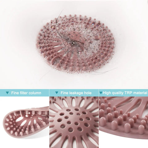 Flexible Hair Catcher Drain Strainers For Bathroom Sink And Shower In TPR Material No Fuss Hair Trap Covers In Brown