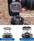 Close-up of Arca QR Ball Head For Tripods And Sliders With One Quarter Inch And Three Eighths Inch Threads 360 Degree Pan with quick release