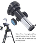 102mm Reflector Telescope Focuser For 1.25 Inch Eyepiece, Durable ABS Focus Seat With Fixing Screws, shown on a stand