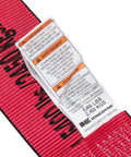 Beefy 4 Inch Wide By 30 Foot Red Winch Straps With Flat Hooks, Heavy Duty Cargo Tie Downs, 5400 Lbs Working Load Limit, Weather Resistant, Built Tough For Flatbed Trucks And Utility Trailers, 10 Pack red 4-inch winch strap with warning label