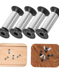 4-piece knife handle rivet screws set; silver metal cylinders with black caps for kitchen knife repair