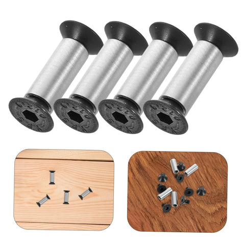 4-piece knife handle rivet screws set; silver metal cylinders with black caps for kitchen knife repair