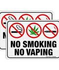 Straight Up Heavy Duty No Smoking And No Vaping Sign 2 Pack Reflective Metal Warning Plaque 10 By 7 Inches aluminum signs with prohibition symbols