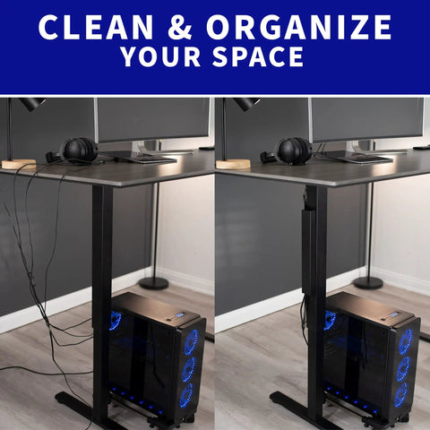 Steel Magnetic 14 Inch Cable Management Channel For Under Desk Legs No Drill Cord Organizer For Home Office Black Finish
