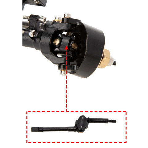 Isokinetic 3-Section CVD Front Axles For 1/24 RC Crawlers, 52 Degrees Steering, Wider 5mm, Killer Upgrade For Axial SCX24 Deadbolt C10 JLU Gladiator Bronco, Front Black with close-up detail.