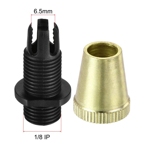 Close-up of Gold Tone Metal Cable Glands Strain Relief Cord Connectors, 5 Pack, For Wiring, Fits Wires Up To 6.5mm, Easy Install.