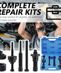 Heavy Duty Carbon Steel Power Steering Pump Pulley Removal Tool Set, complete kit with various sizes and tools for vehicle repairs.