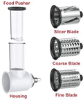 All In One Slicer Shredder Attachment For Stand Mixers Veggie Cheese Grater And Salad Maker with food pusher and 3 blades