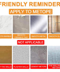 Reminder showing surfaces for Clear PU Self-Adhesive Recessed Finger Pulls: applicable on marble, ceramic, metal, glass; not on painted or plaster walls.