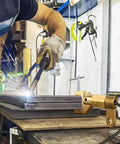 Welder using 600 Amp Welding Ground Clamp, Beefy Solid Brass Grounding Clamp for heavy duty arc welding on metal surface
