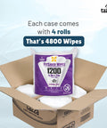 Box with Bulk Wipes 4 Pack 1200 Count Durable Pre Saturated Cleaning Wipes For Gym Equipment visible, packaging details shown
