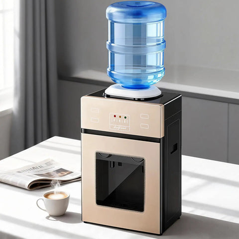 Top Loading Countertop Water Dispenser For 1.2 To 5 Gallon Bottles With Hot And Cold Water, Rotating Dual Spout on kitchen counter