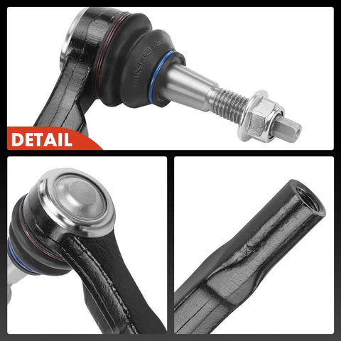 Front Outer Tie Rod End Replacement For Chevy Equinox 2010-2017, GMC Terrain 2010-2017, Cadillac SRX 2010-2016, Front Outer Left And Right Driver And Passenger Side, Helps Fix Uneven Tire Wear And Improve Steering; black steel joint detail